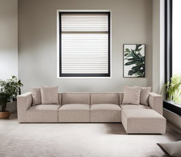 Atelier Del Sofa Sora Sofá Esquinero con Puff Beige Arena